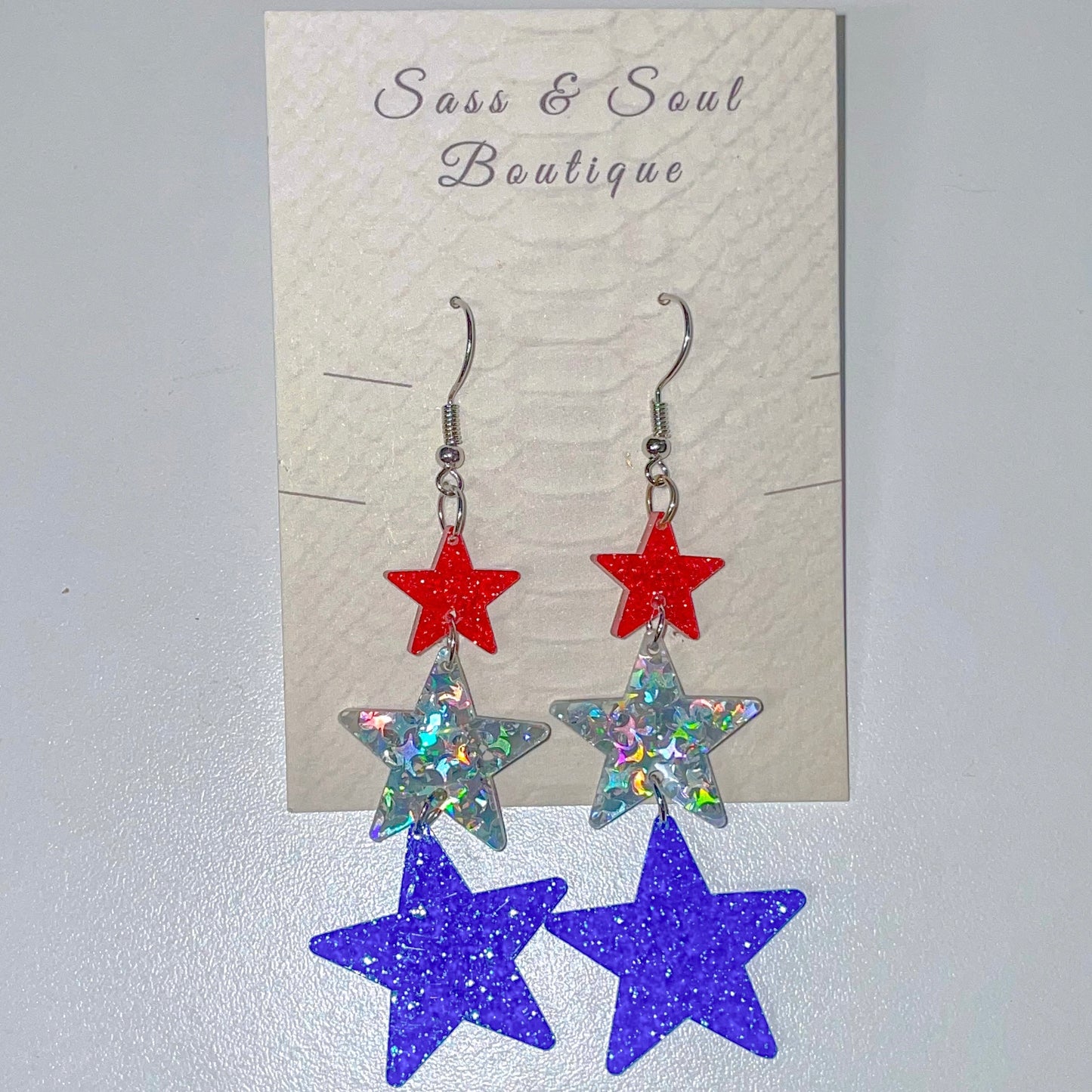 Red White & Blue Star Dangles