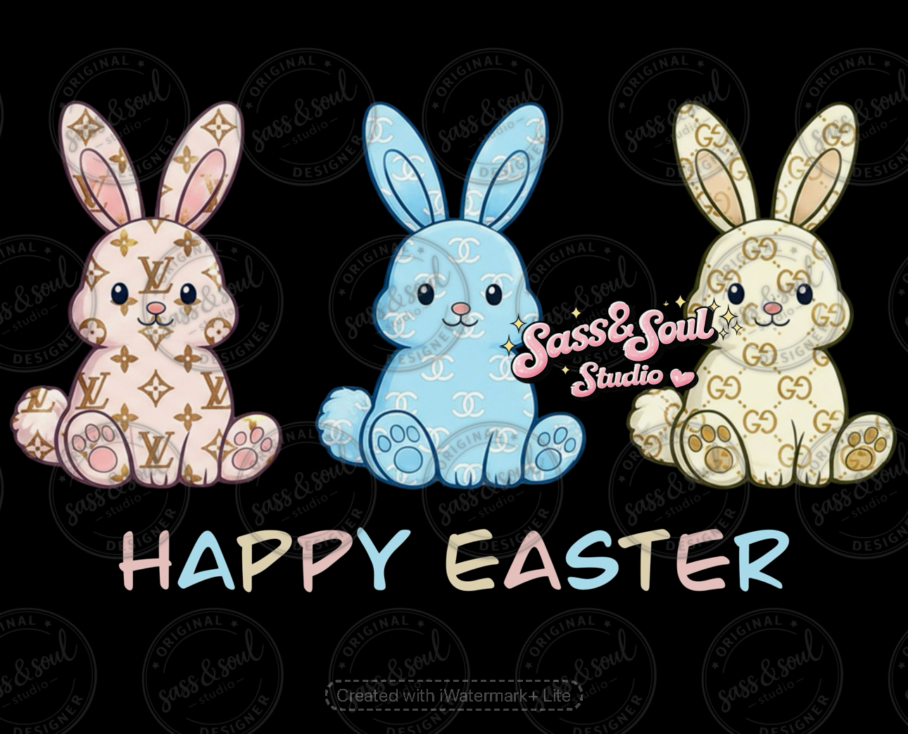 Boujee Bunnies Happy Easter Multi - PNG