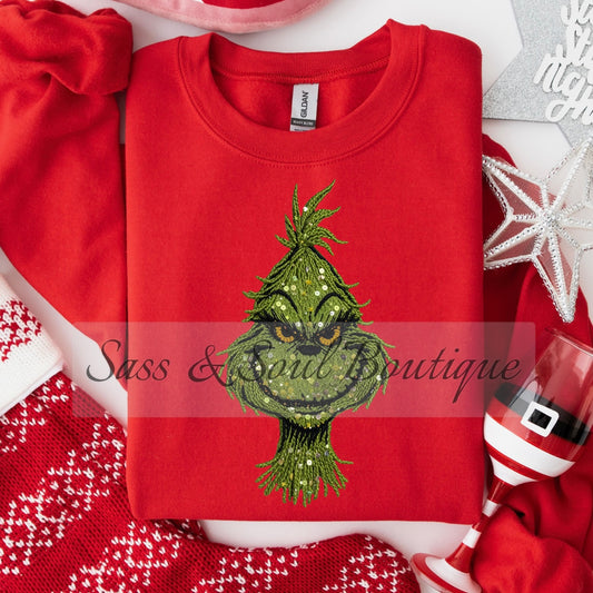 Green Guy - Faux Yarn & Sequins