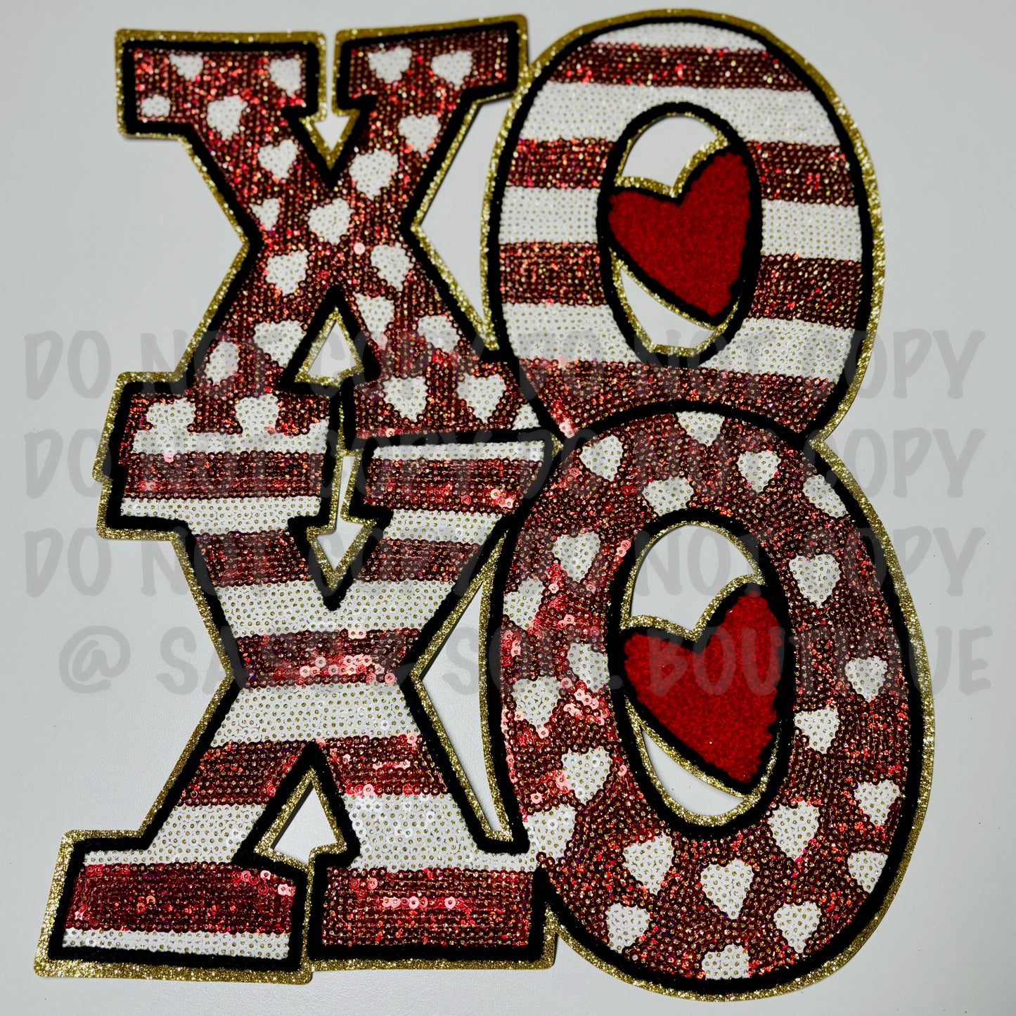 Red & White Sequins XOXO