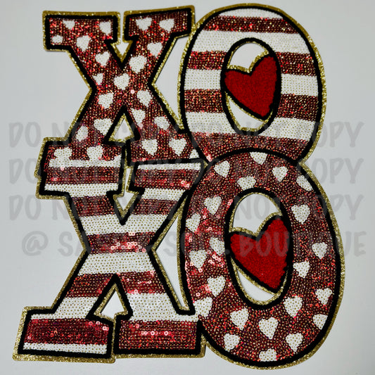 Red & White Sequins XOXO