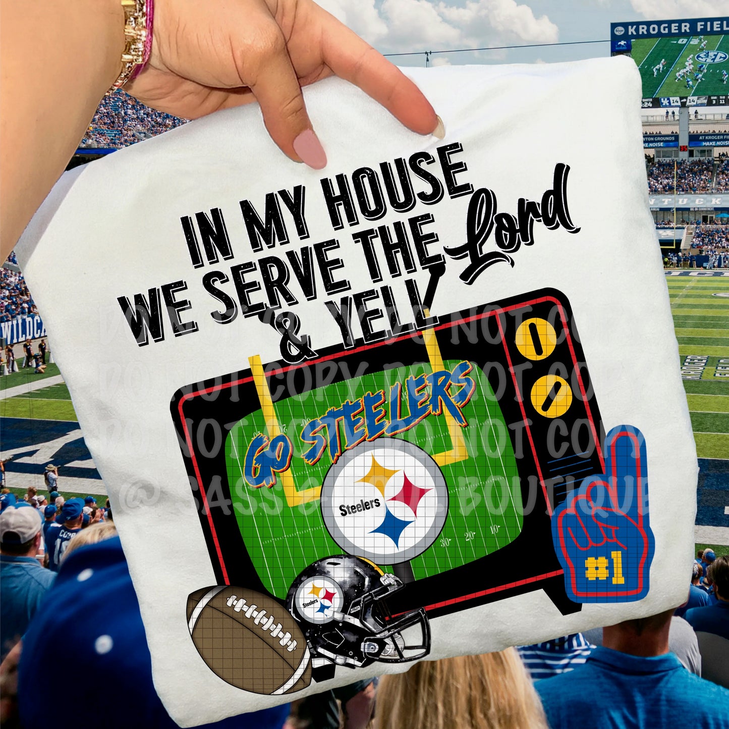 In My House We Serve The Lord And Yell Football