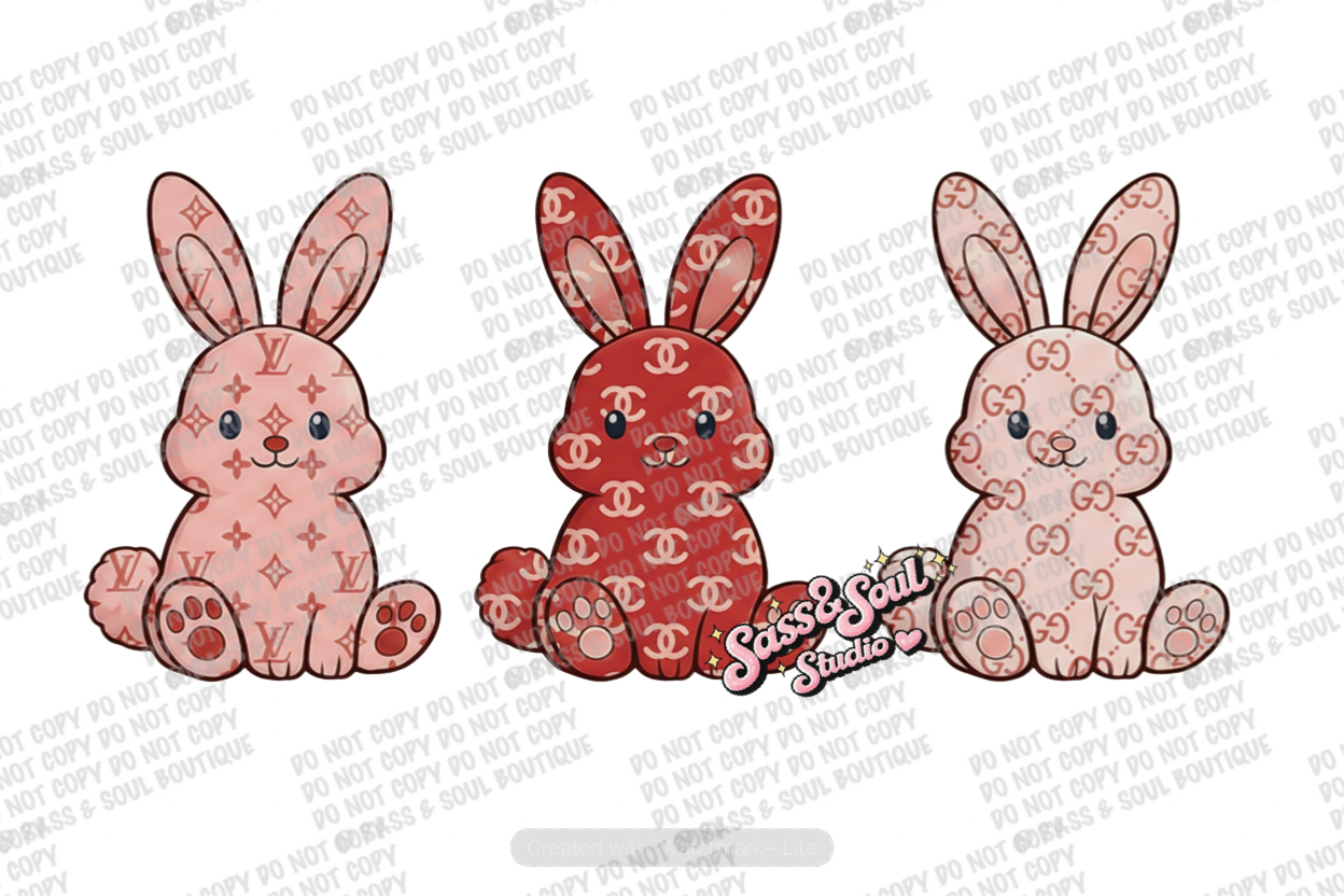 Red & Pink Boujee Bunnies - PNG