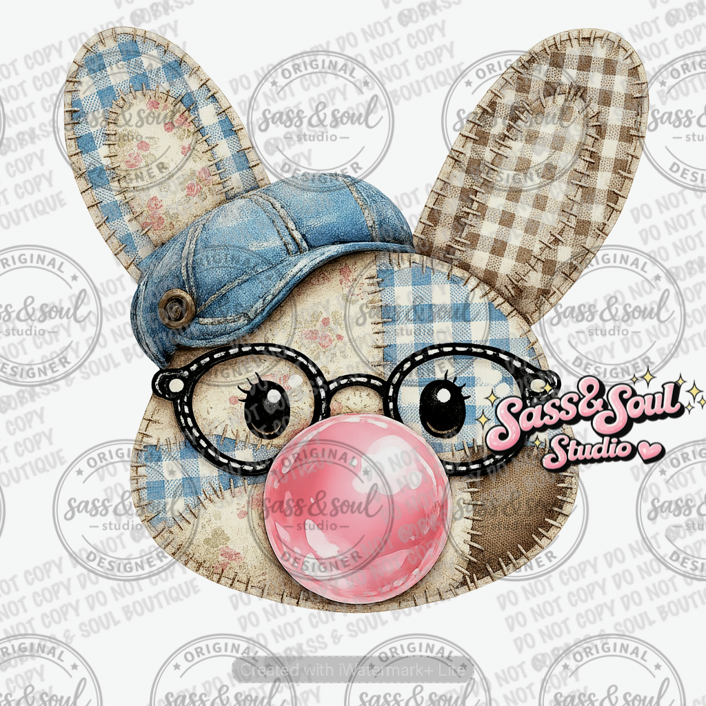 Patchwork Bubble Gum Bunny - Boy - PNG