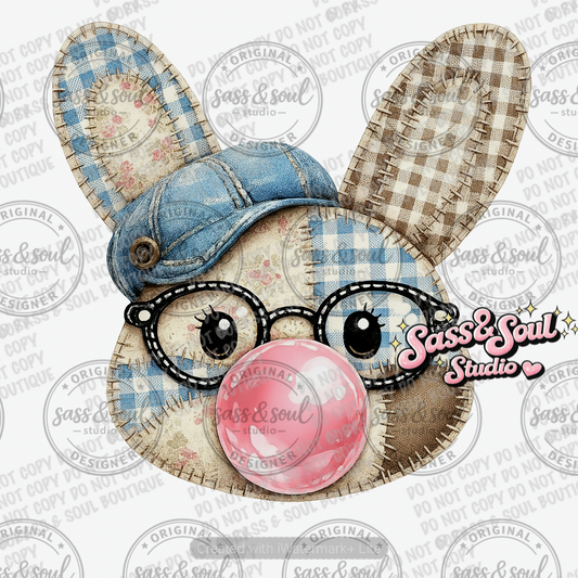 Patchwork Bubble Gum Bunny - Boy - PNG