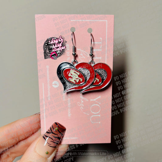 49ers Heart Dangles