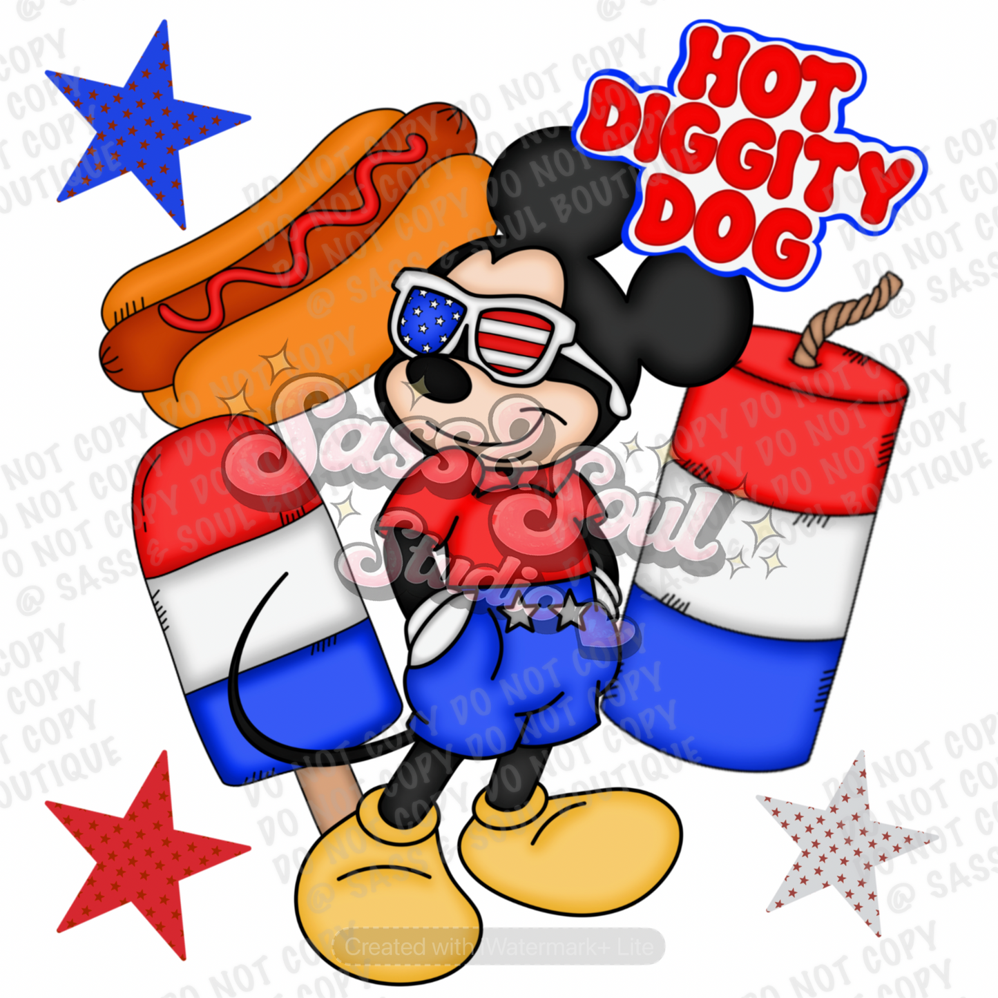 Boy Mouse Hot Diggity Dog w/ Stars