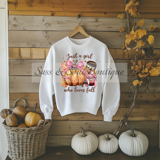 Just A Girl Who Loves Fall - Pink Ribbon